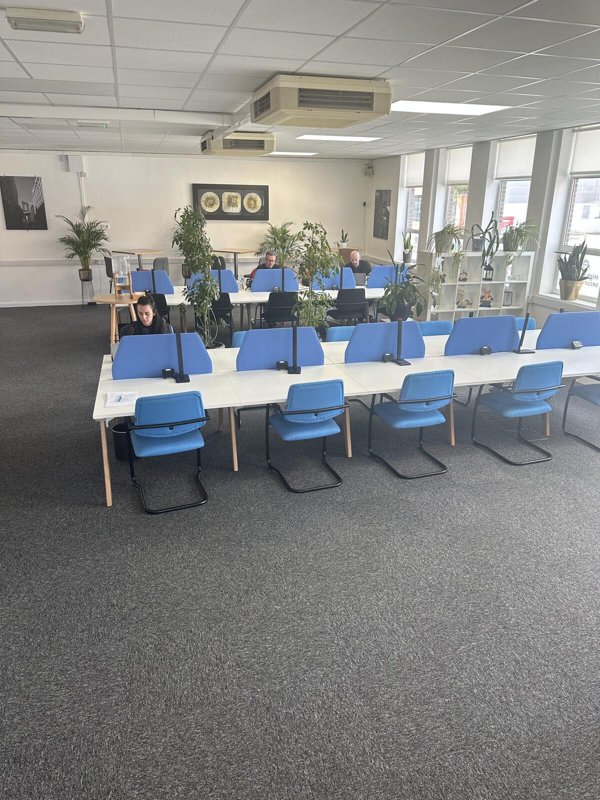 Desk layout at Worcester Coworking