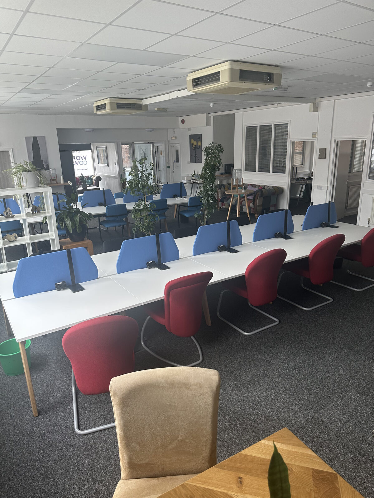 Open desk area at Worcester Coworking