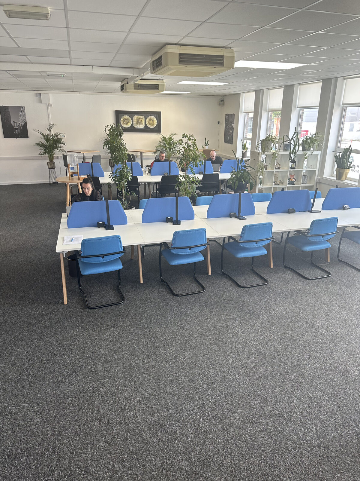 Desk layout at Worcester Coworking